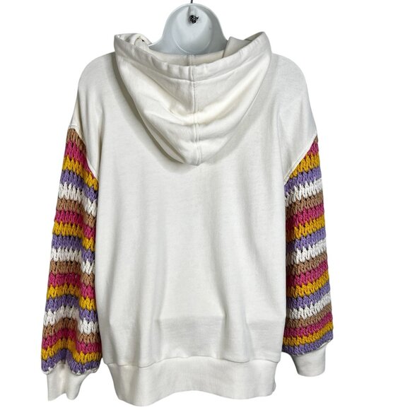Alice + Olivia Pocket Hoodie Pullover Ivory Multicolor Small - Picture 15 of 16